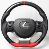 Real Steering Wheel Black Carbon & Red Leather/ Center Mark (Red x Black Euro Stitch)